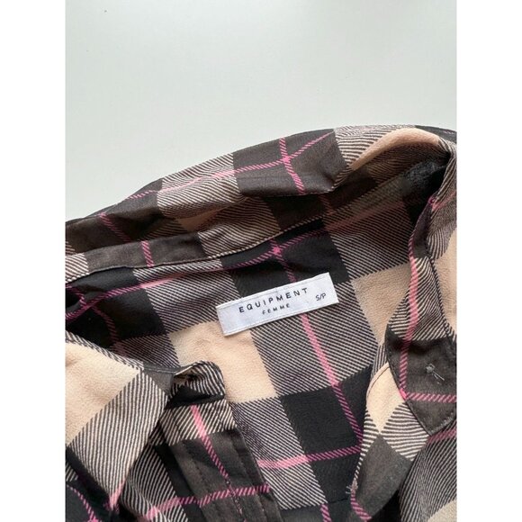 EQUIPMENT Slim Signature Plaid Check 100% Silk Chiffon Button Up Shirt, Size S - Picture 12 of 15